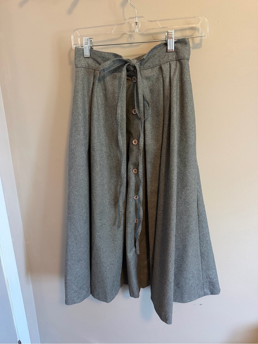 Esprit Vintage Wool Midi button up Skirt Grey 7-8 - Picture 2 of 11